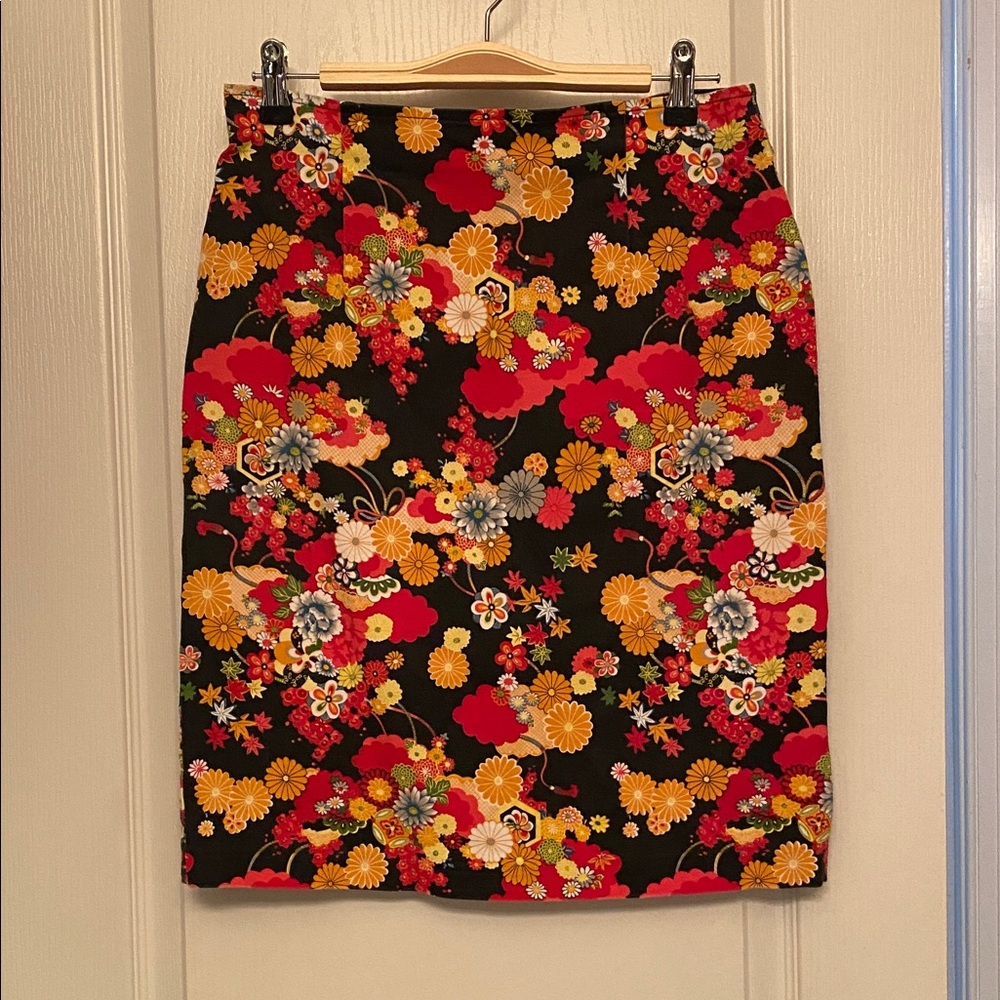 Floral Black and Red Women's Skirt